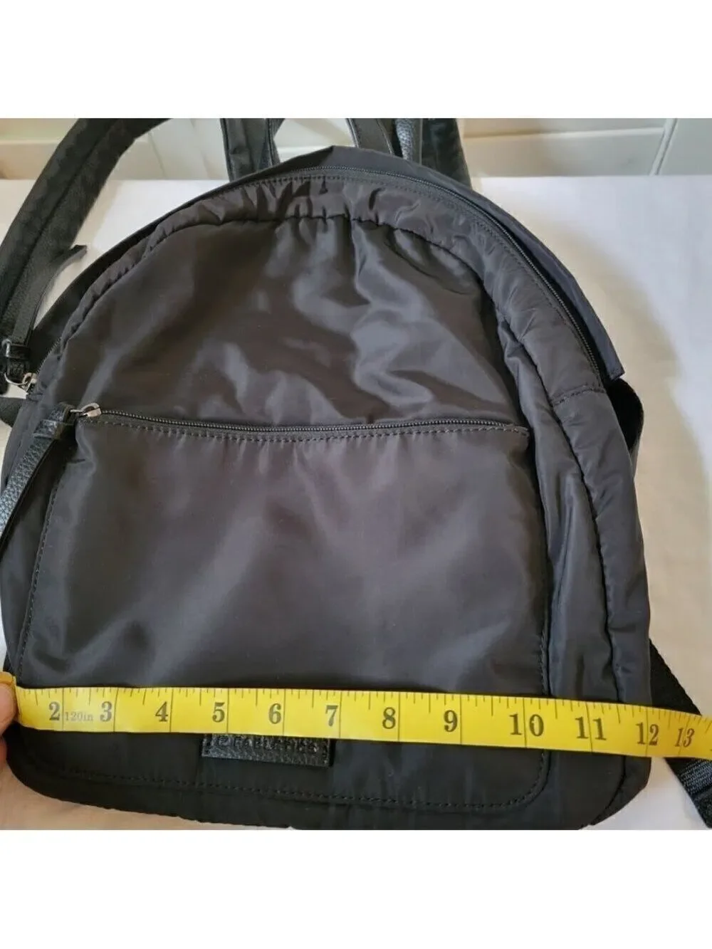 Fabletics Black Medium Size Backpack - Faux Leather Zipper Pulls, Handle, Straps